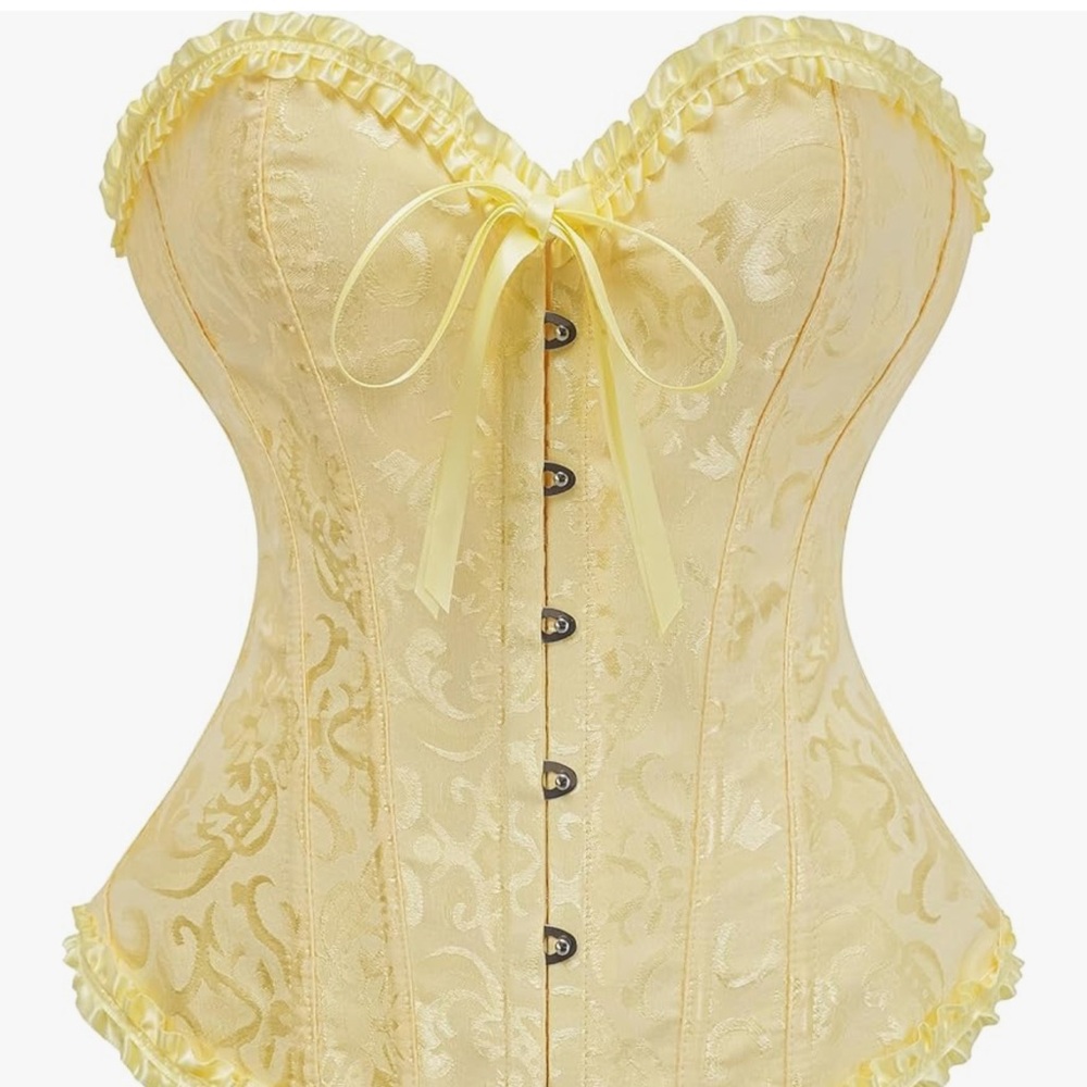 Chic Yellow Lace-Up Corset